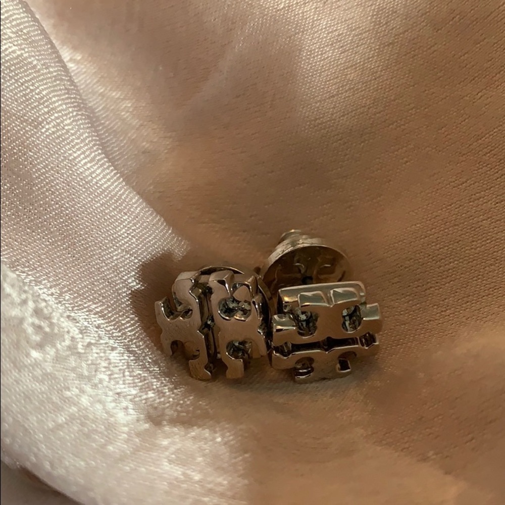 Silver Tory Buch Logo Studs